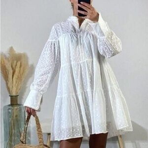 ASA white eyelet embroidered cotton mini dress XS